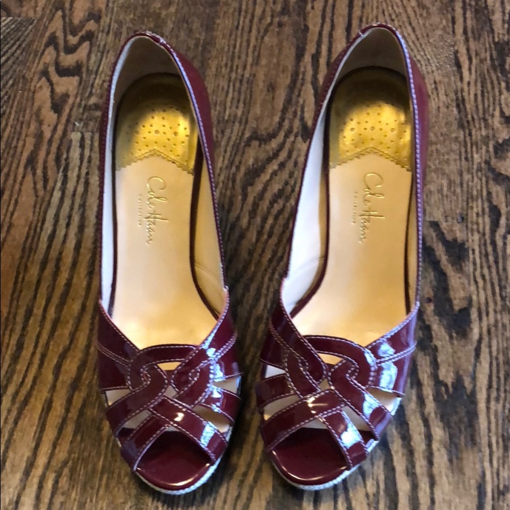 Cole Haan patent pump in wine color. Size 7.5
